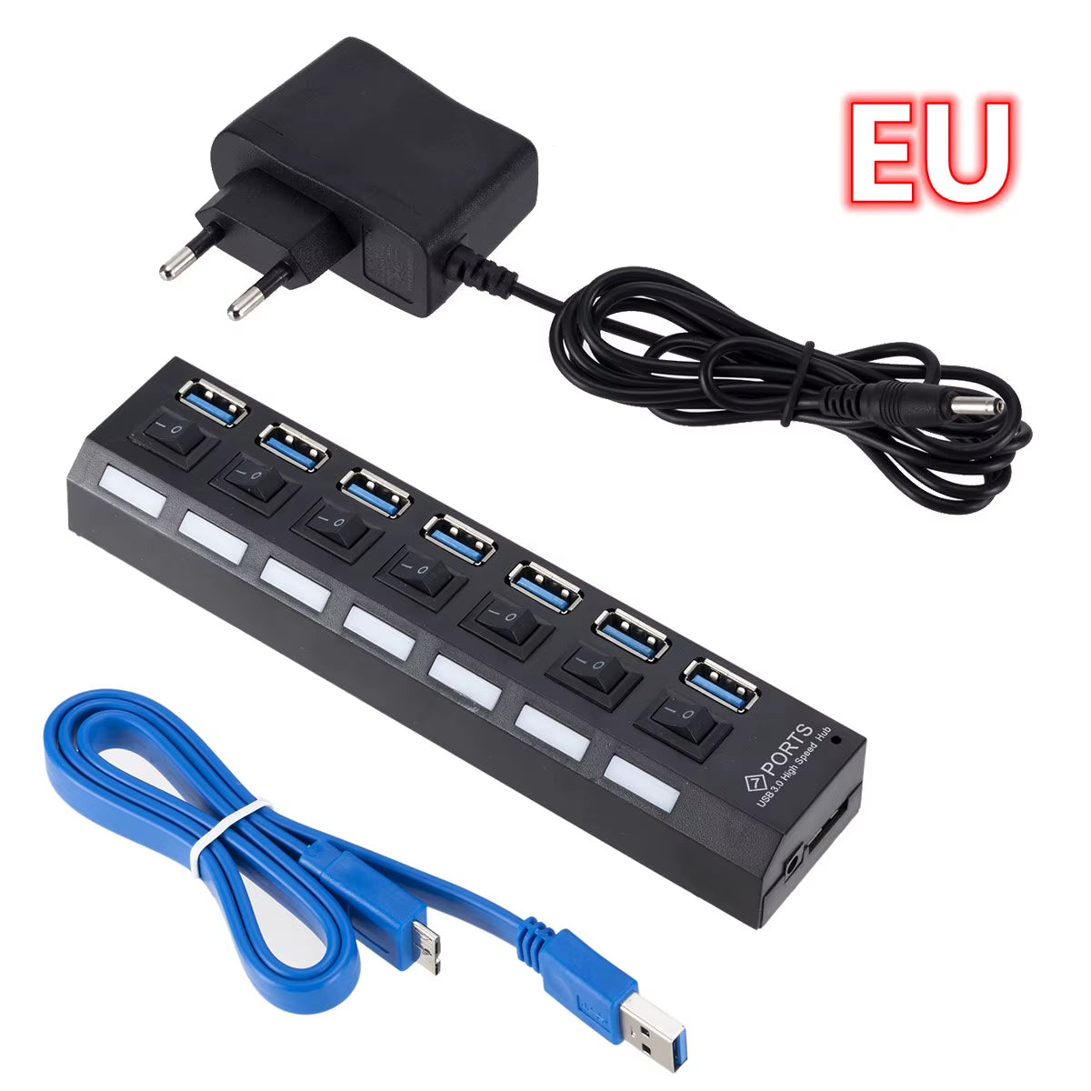 USB 3.0 Hub USB Hub 3.0 Use Power Adapter Multi USB Splitter 7 Port Multiple 3 Hab Expander USB Hub with Switch for PC