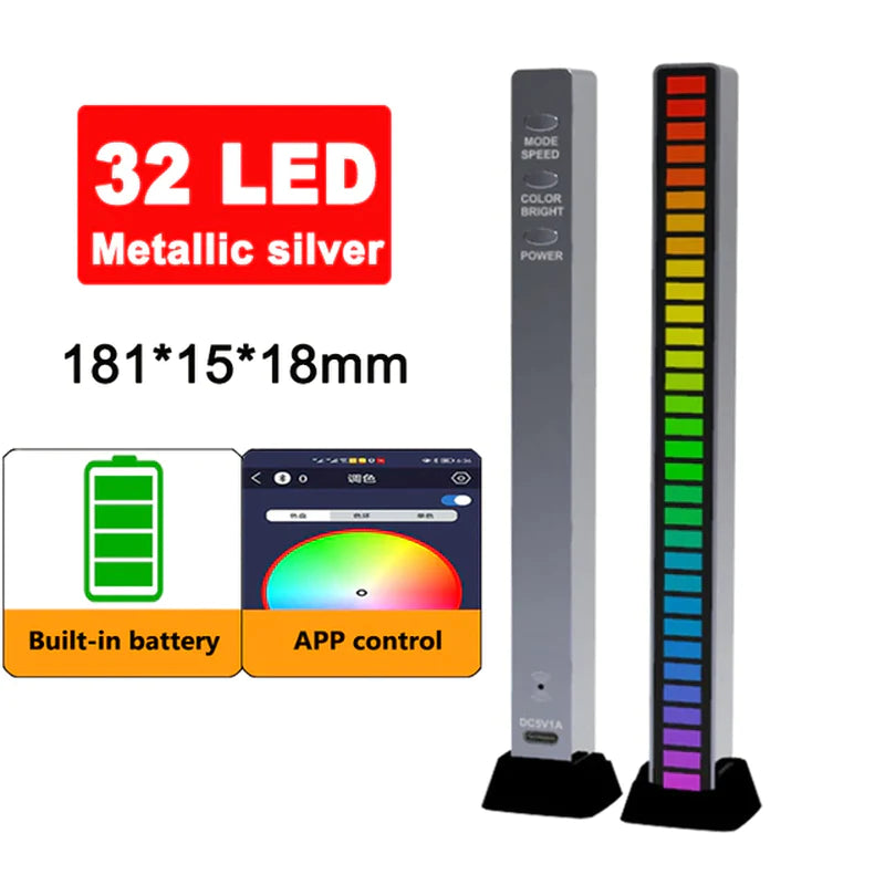 RGB Music Sound Control LED Lights App Control Pickup Light Rhythm Ambient Light for Car Tv Game Computer Desktop Decora Lights