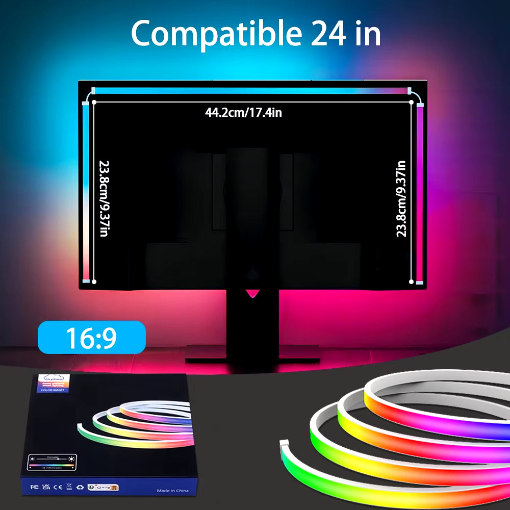 Smart RGB LED Gaming Monitor Backlight Strip - USB Sync Light Bar for Enhanced Gaming and Bedroom Decor