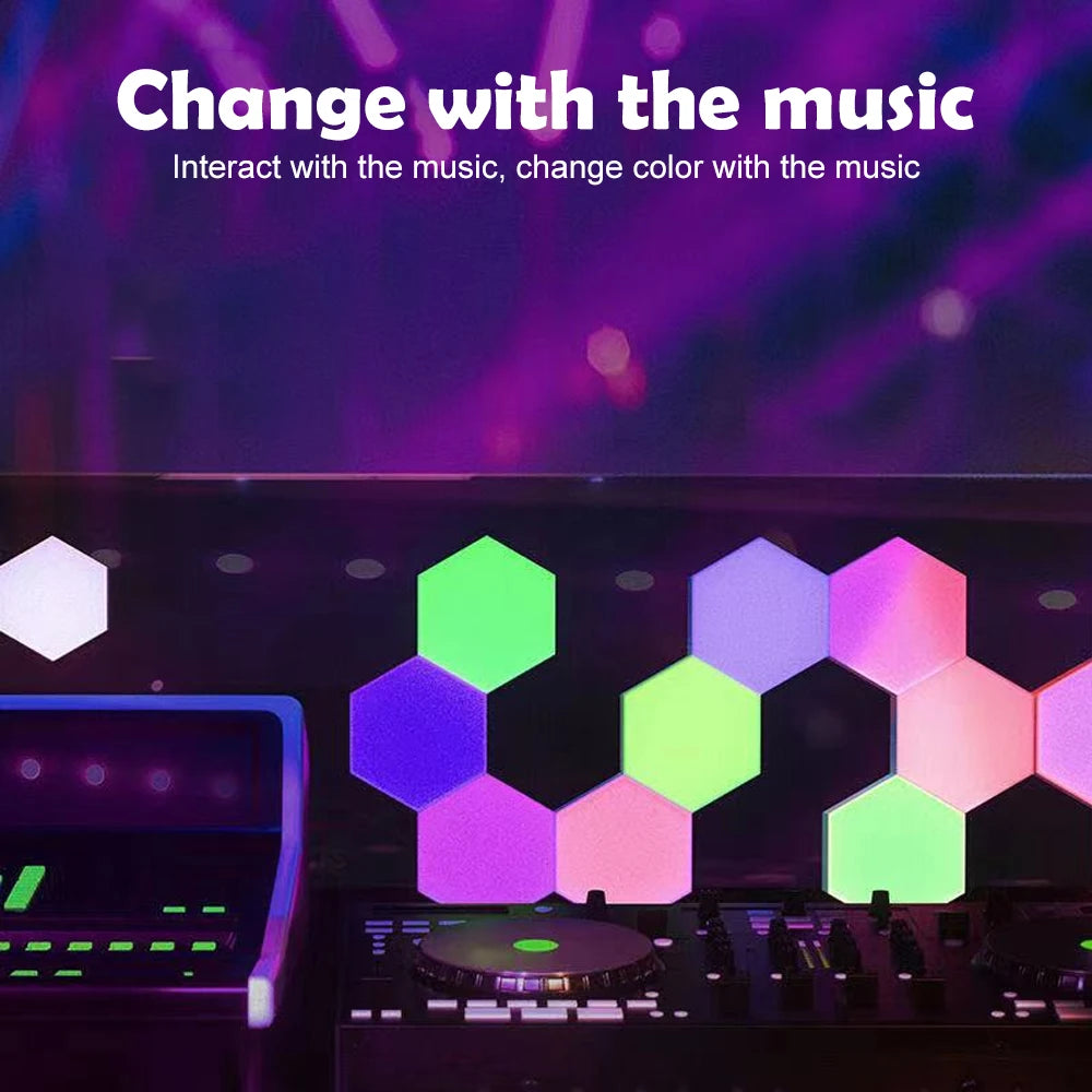 RGB Hexagonal Quantum Lamp LED Smart Wall Light Panels APP Remote Control Ambient Night Light DIY Shape Game Room Decor