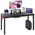 140Cm Schreibtisch Mit Monitorablage Computertisch Gaming Tisch Mit Getränkehalter Kopfhörerhaken Schwarz