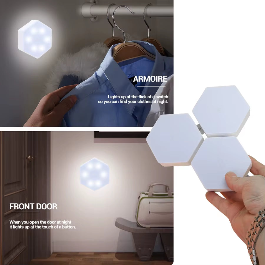 RGB LED Quantum Hexagon Lamp Touch Sensor Night Light Bedroom Honeycomb Wall Lamps Wireless Control Colorful Light
