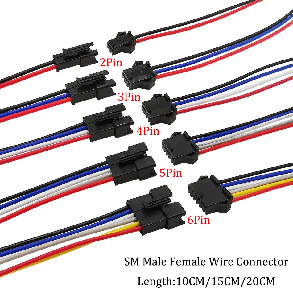 5Pair/10Pcs SM JST LED Connector Cable 2/3/4/5/6 Pin Plug Socket Male Female Wire Connector for RGB RGBW LED Strip Light Adapter