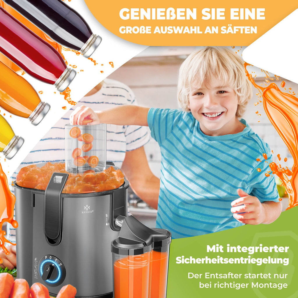 KESSER® Entsafter Saftpresse Edelstahl 1100W 85Mm Presse Obstpresse Saft Juicer