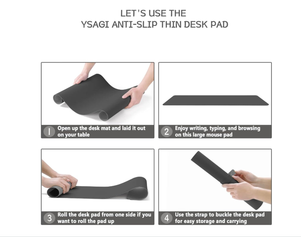 Desk Mat, Mouse Mat with Leather and Non-Slip Suede Dark Gray 90 X 43Cm