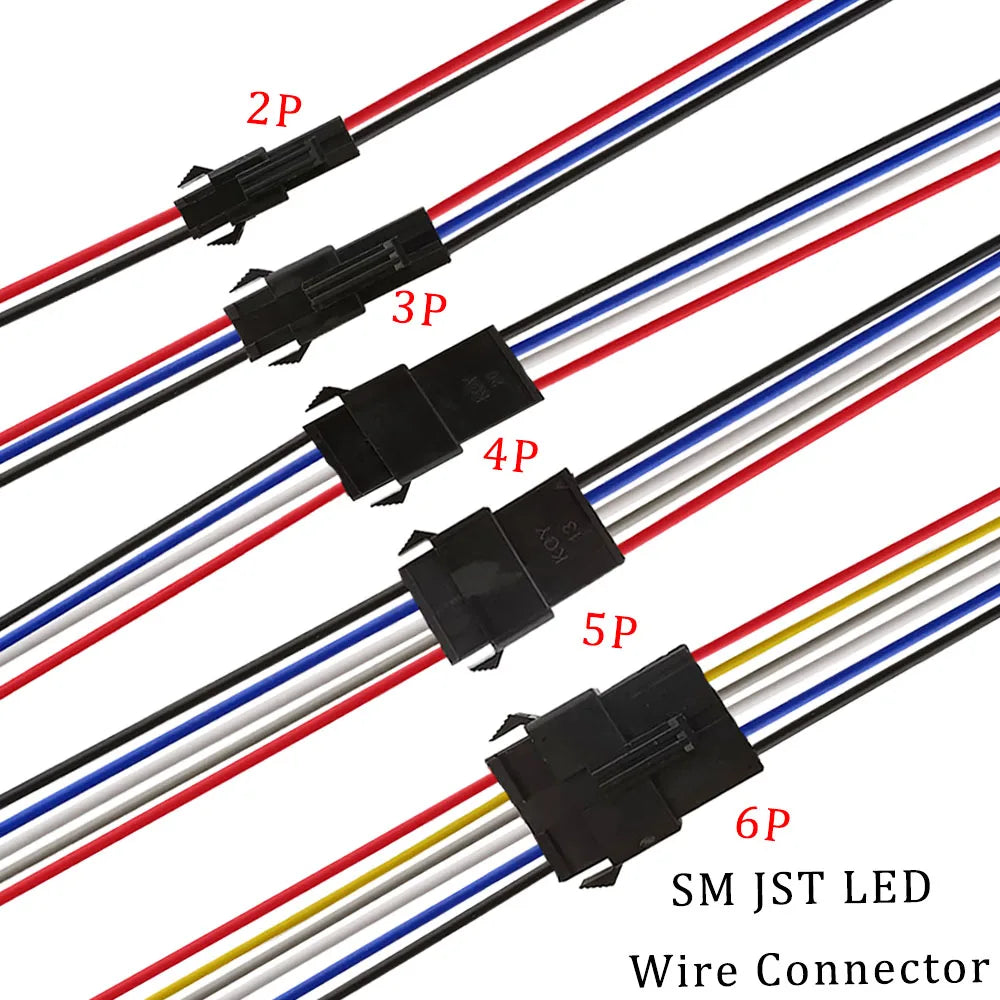 5Pair/10Pcs SM JST LED Connector Cable 2/3/4/5/6 Pin Plug Socket Male Female Wire Connector for RGB RGBW LED Strip Light Adapter
