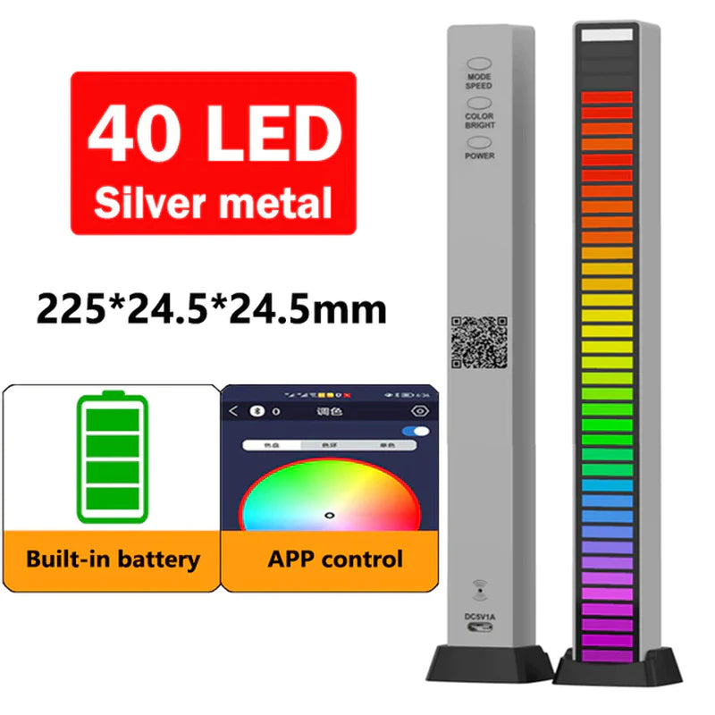 RGB Music Sound Control LED Lights App Control Pickup Light Rhythm Ambient Light for Car Tv Game Computer Desktop Decora Lights