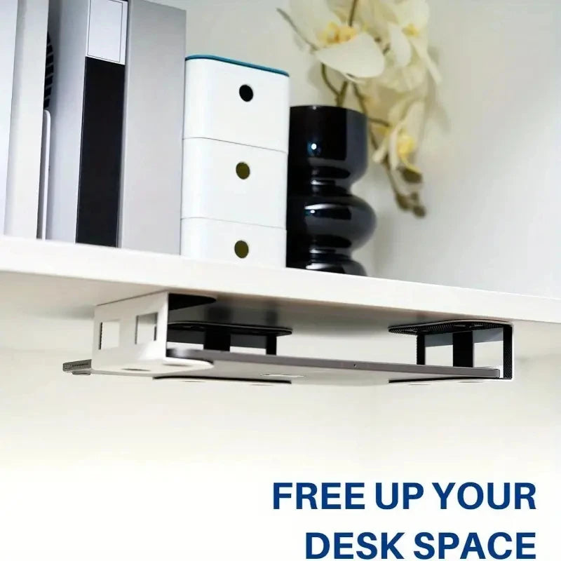 Under Desk Laptop Mount Metal under Desk Shelf Holder for Laptop for Mac Mini Macbook Keyboard with Anti-Scratch Silicone Rack