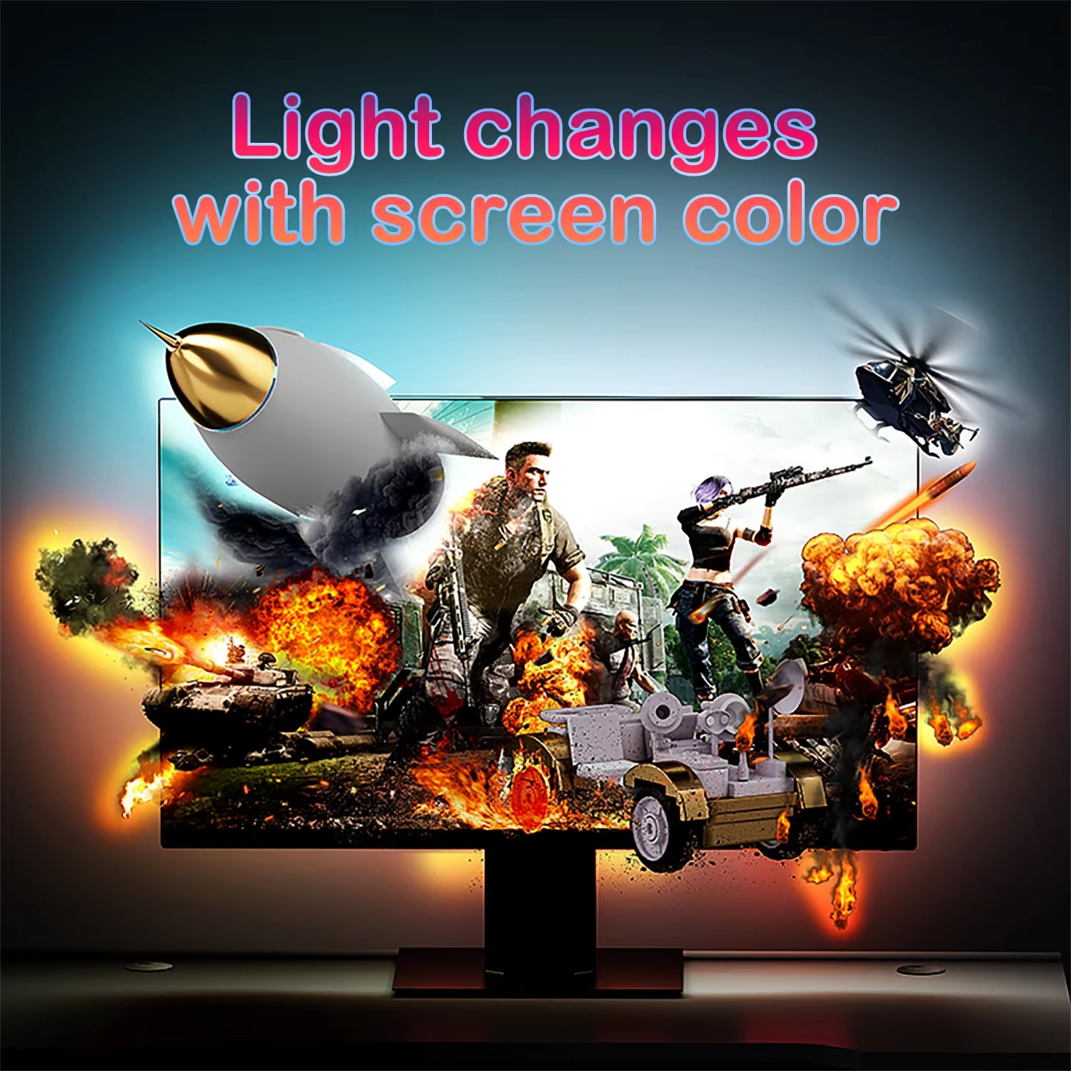 Smart RGB LED Gaming Monitor Backlight Strip - USB Sync Light Bar for Enhanced Gaming and Bedroom Decor