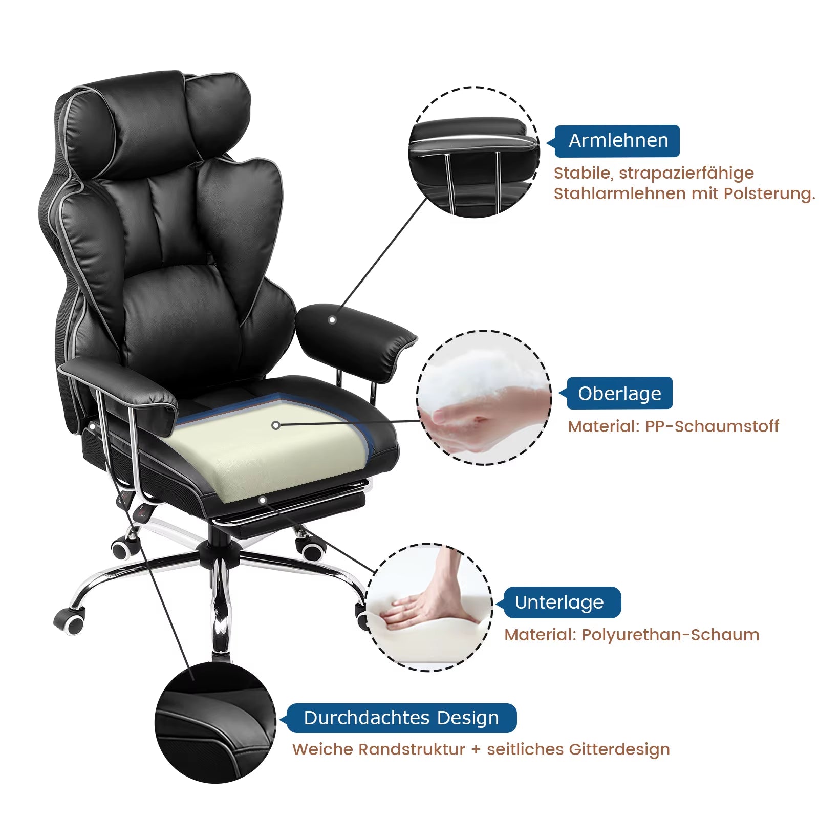 Gaming Chair Gamer Chair Ergonomic Office Chair Footrest Fabric Surface Spring Seat Cushion Gaming Chair