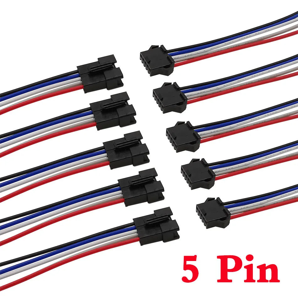 5Pair/10Pcs SM JST LED Connector Cable 2/3/4/5/6 Pin Plug Socket Male Female Wire Connector for RGB RGBW LED Strip Light Adapter
