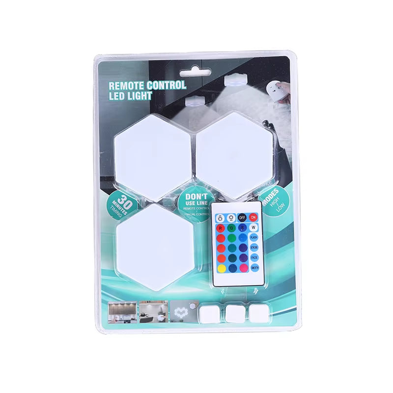 RGB LED Quantum Hexagon Lamp Touch Sensor Night Light Bedroom Honeycomb Wall Lamps Wireless Control Colorful Light