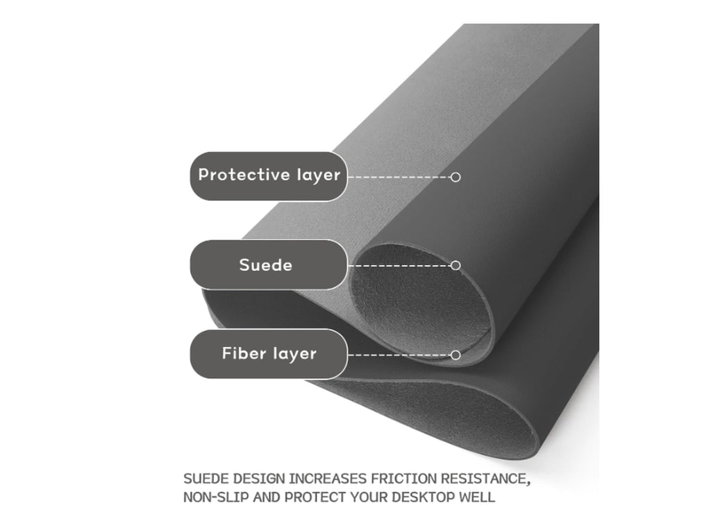 Desk Mat, Mouse Mat with Leather and Non-Slip Suede Dark Gray 90 X 43Cm