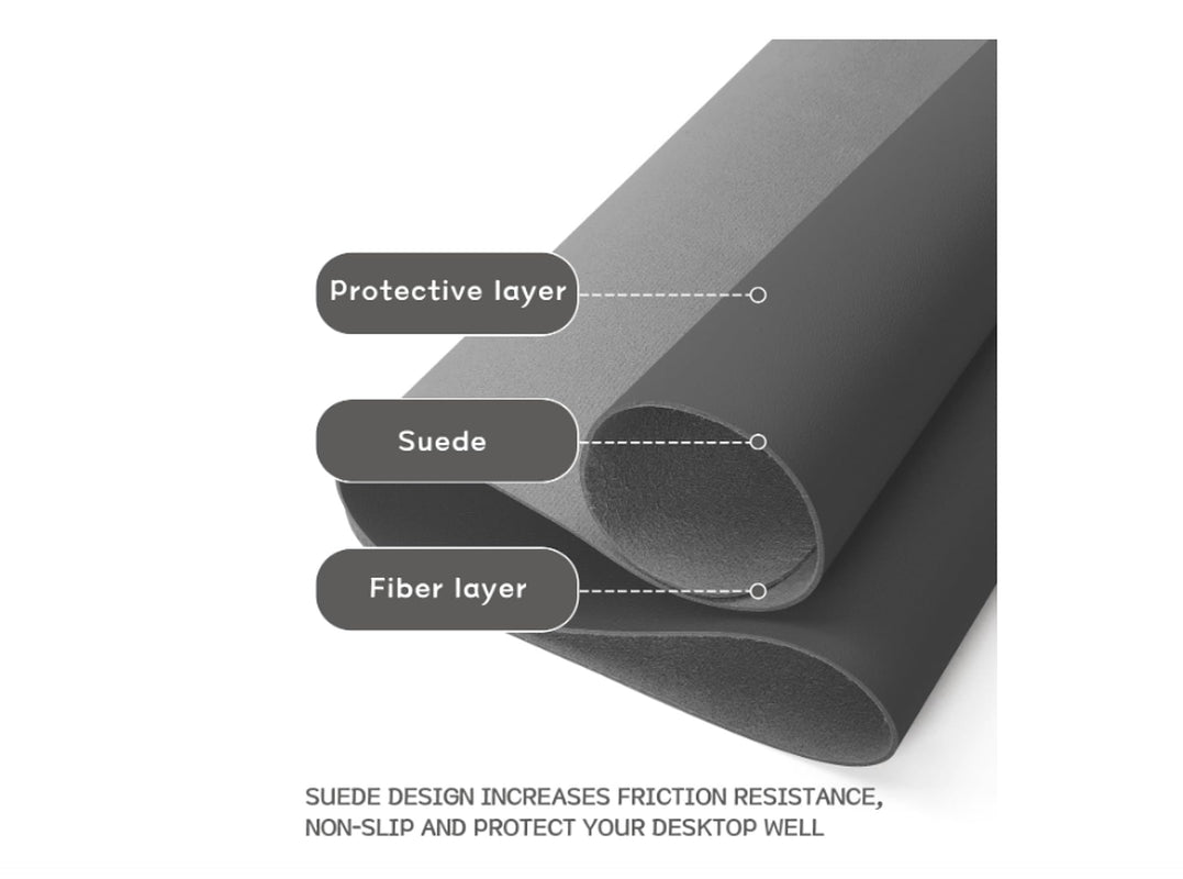 Desk Mat, Mouse Mat with Leather and Non-Slip Suede Dark Gray 90 X 43Cm