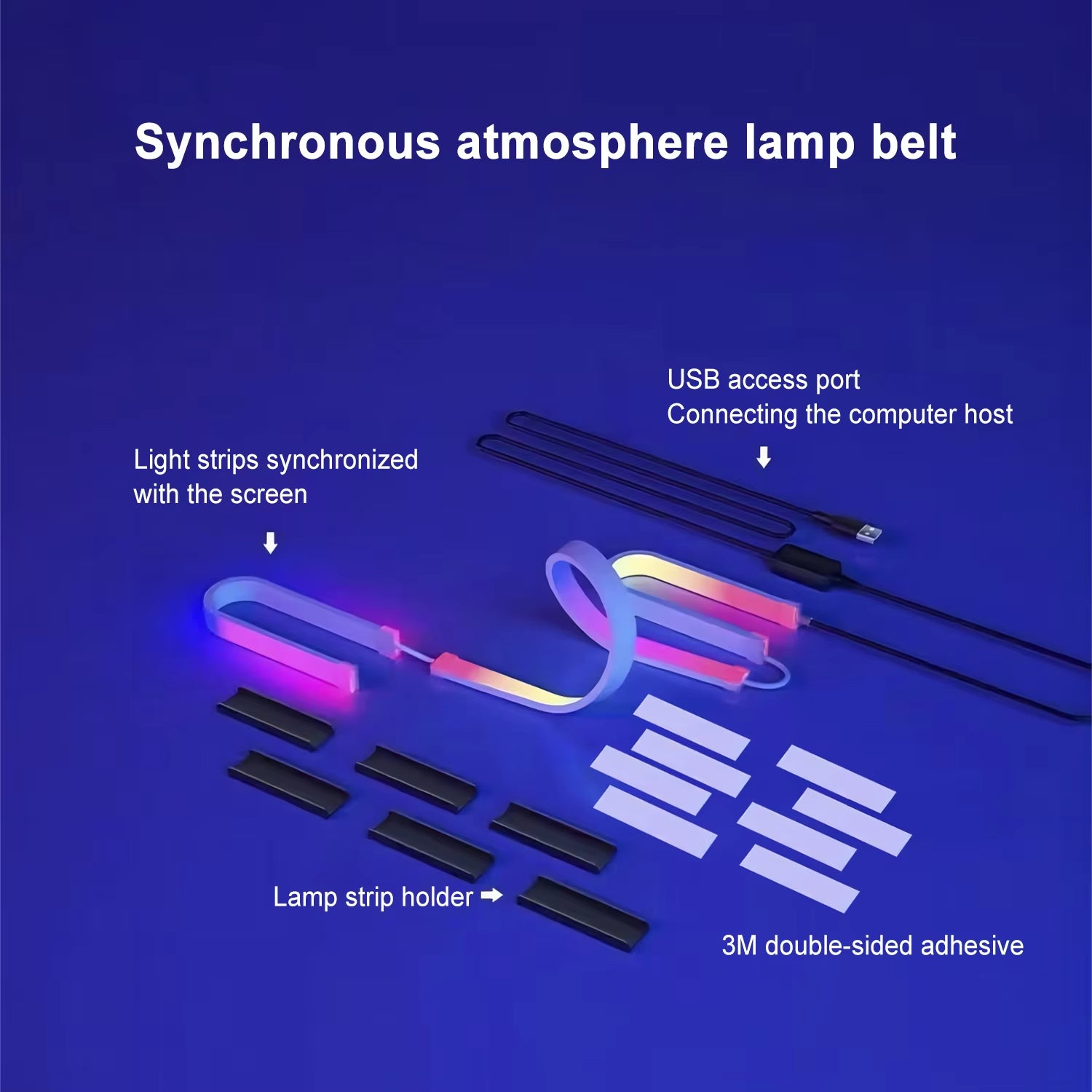 Smart RGB LED Gaming Monitor Backlight Strip - USB Sync Light Bar for Enhanced Gaming and Bedroom Decor