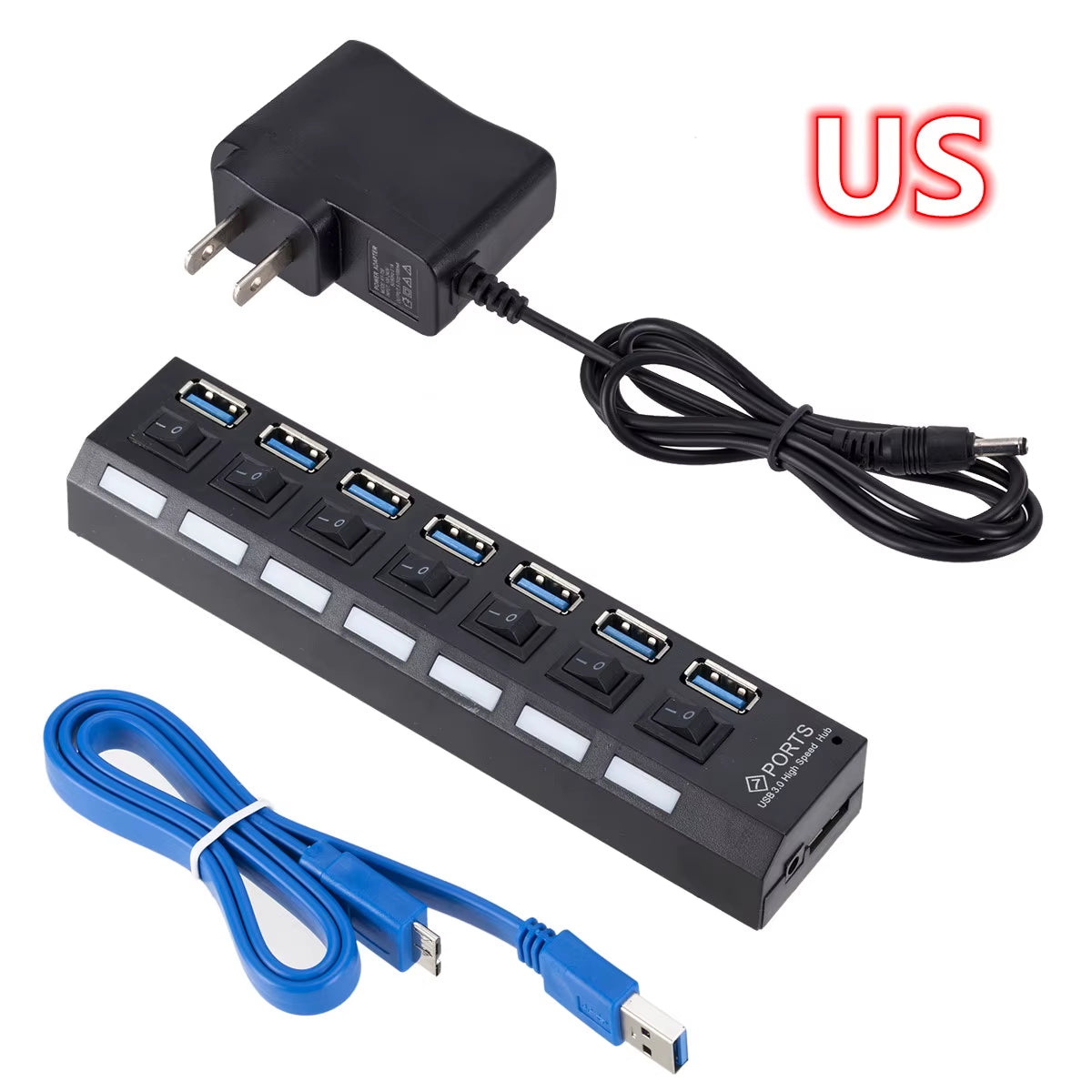 USB 3.0 Hub USB Hub 3.0 Use Power Adapter Multi USB Splitter 7 Port Multiple 3 Hab Expander USB Hub with Switch for PC