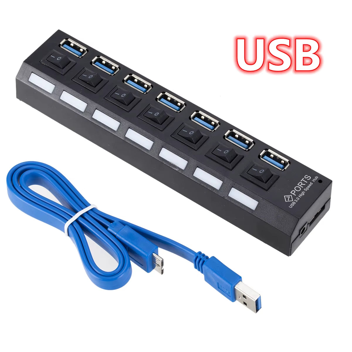 USB 3.0 Hub USB Hub 3.0 Use Power Adapter Multi USB Splitter 7 Port Multiple 3 Hab Expander USB Hub with Switch for PC