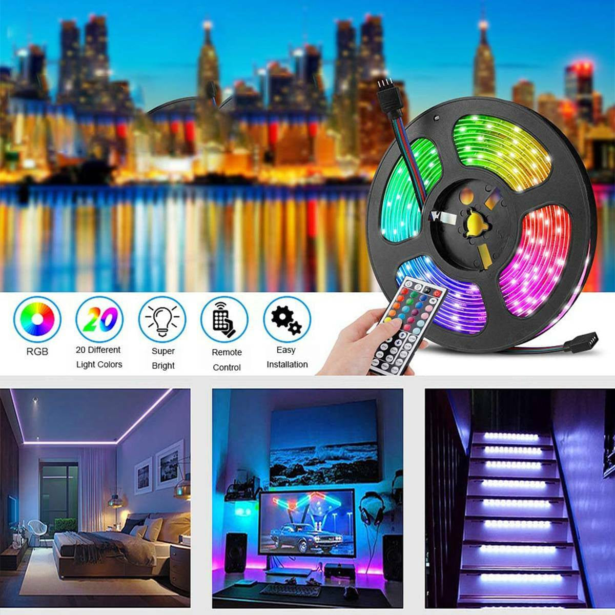 1-20M LED Stripe RGB Leiste Streifen Band Licht Leuchte Lichterkette Lichtleiste