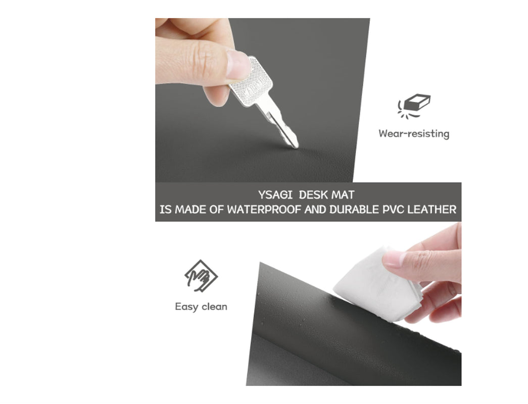 Desk Mat, Mouse Mat with Leather and Non-Slip Suede Dark Gray 90 X 43Cm