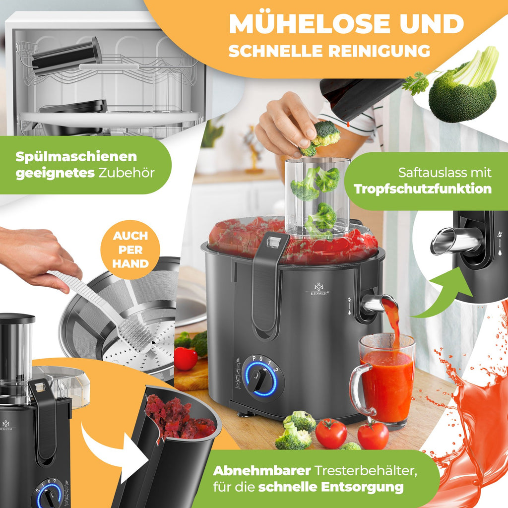 KESSER® Entsafter Saftpresse Edelstahl 1100W 85Mm Presse Obstpresse Saft Juicer