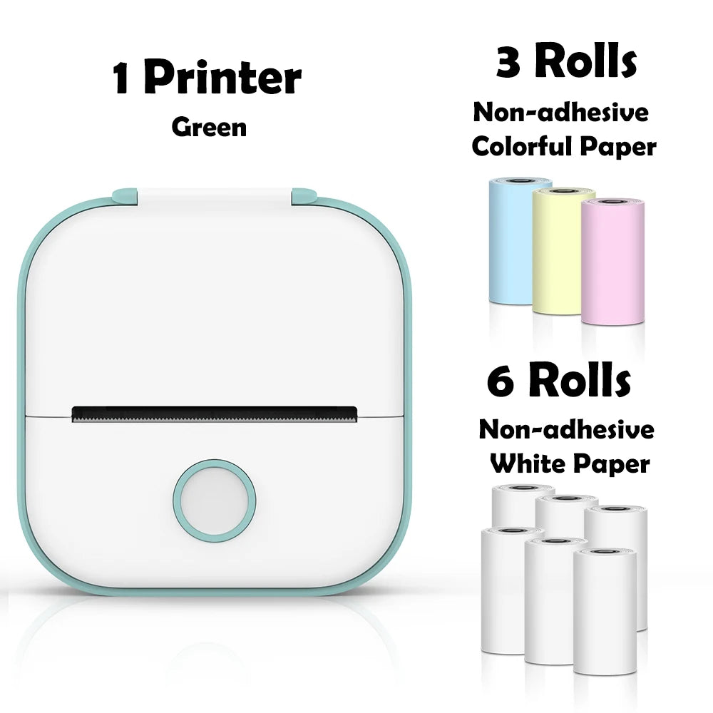 T02 Mini Printer Portable Printer Thermal Printing Sticker Wireless Inkless Pocket Printer Self-Adhesive Label Printer
