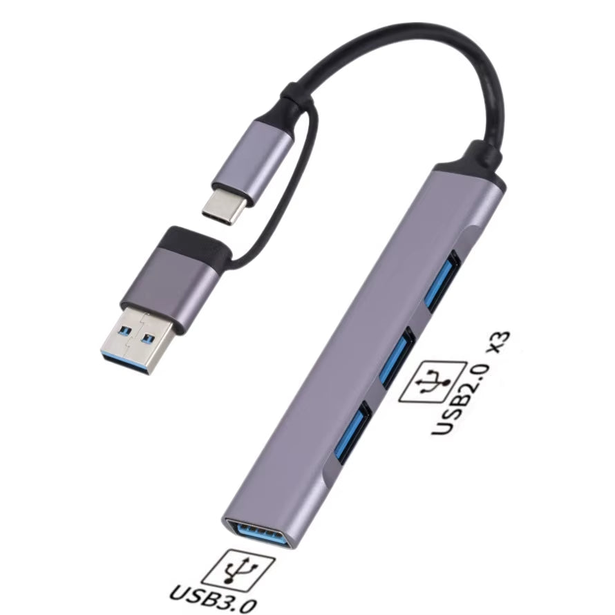 USB HUB USB 3.0 HUB USB-C HUB 4 in 2 Type C & USB HUB Multi Splitter High Speed 5Gbps for PC Computer Multiport USB-A&C HUB Port