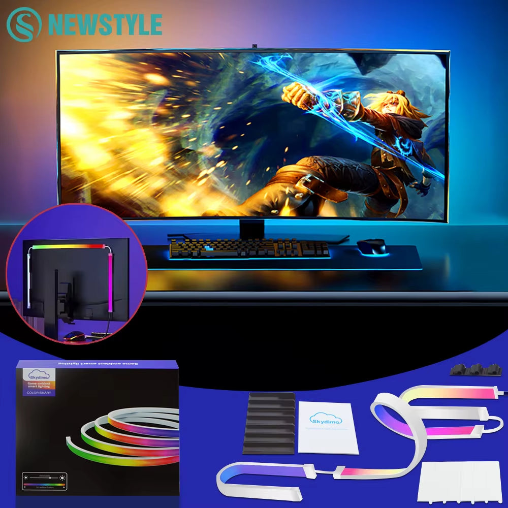 Smart RGB LED Gaming Monitor Backlight Strip - USB Sync Light Bar for Enhanced Gaming and Bedroom Decor