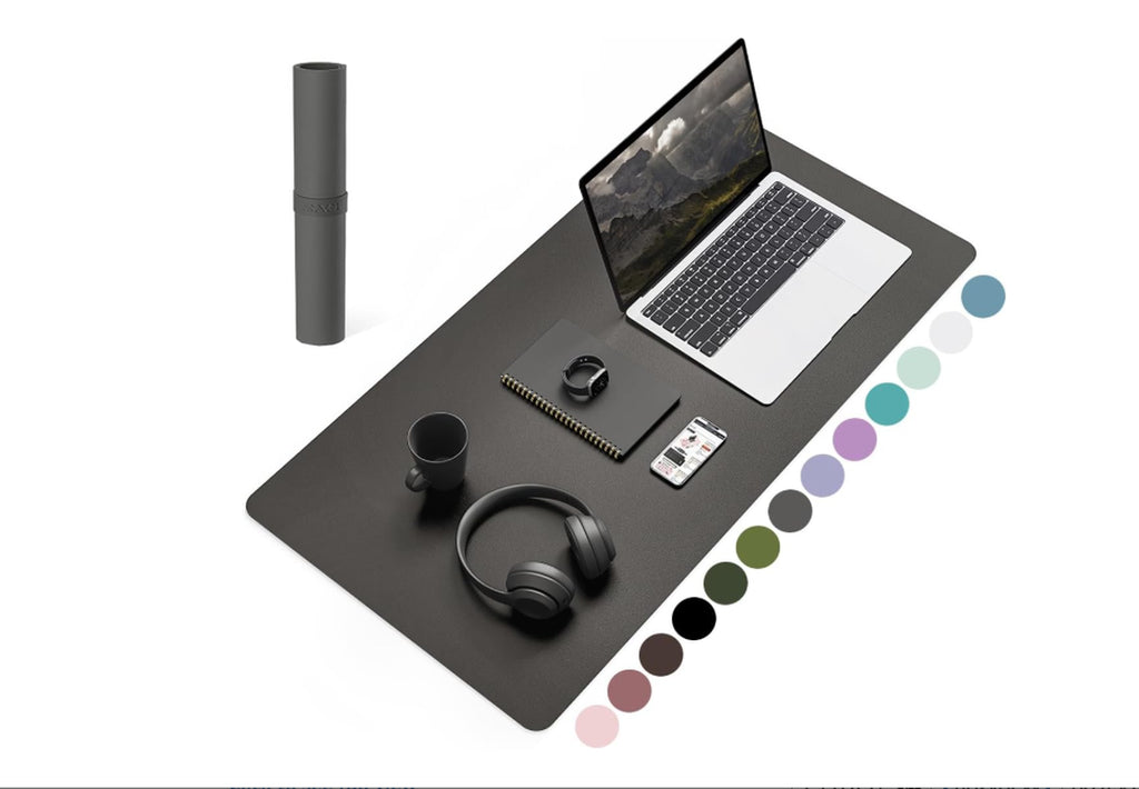 Desk Mat, Mouse Mat with Leather and Non-Slip Suede Dark Gray 90 X 43Cm