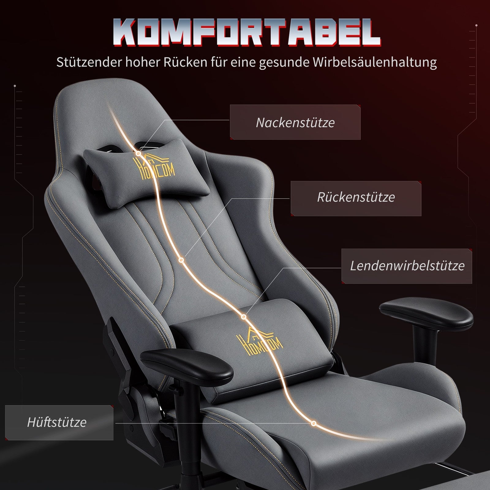 Gaming Stuhl Ergonomisch Wildlederimita