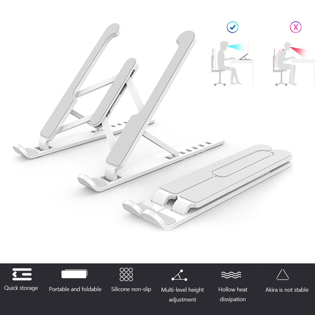 Adjustable Non-Slip Laptop Stand Support Holder Base Riser 6 Gears Height Notebook Cooling Stand Portable for 11-17 Inch Tablet