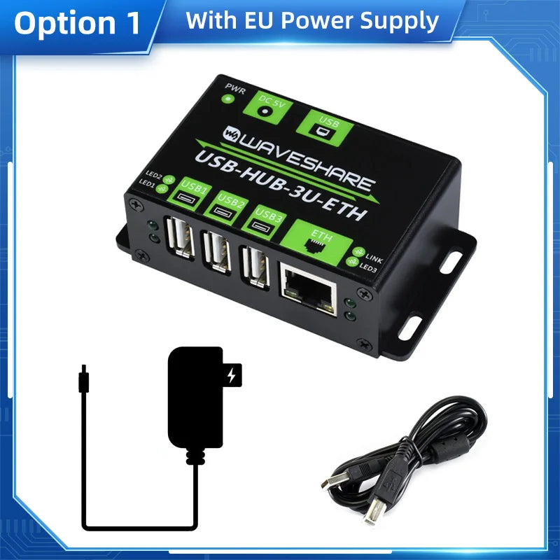 Industrial Grade Multifunctional USB HUB Extending 3 X USB Ports + 100M Ethernet Port Network ESD over Current Protection