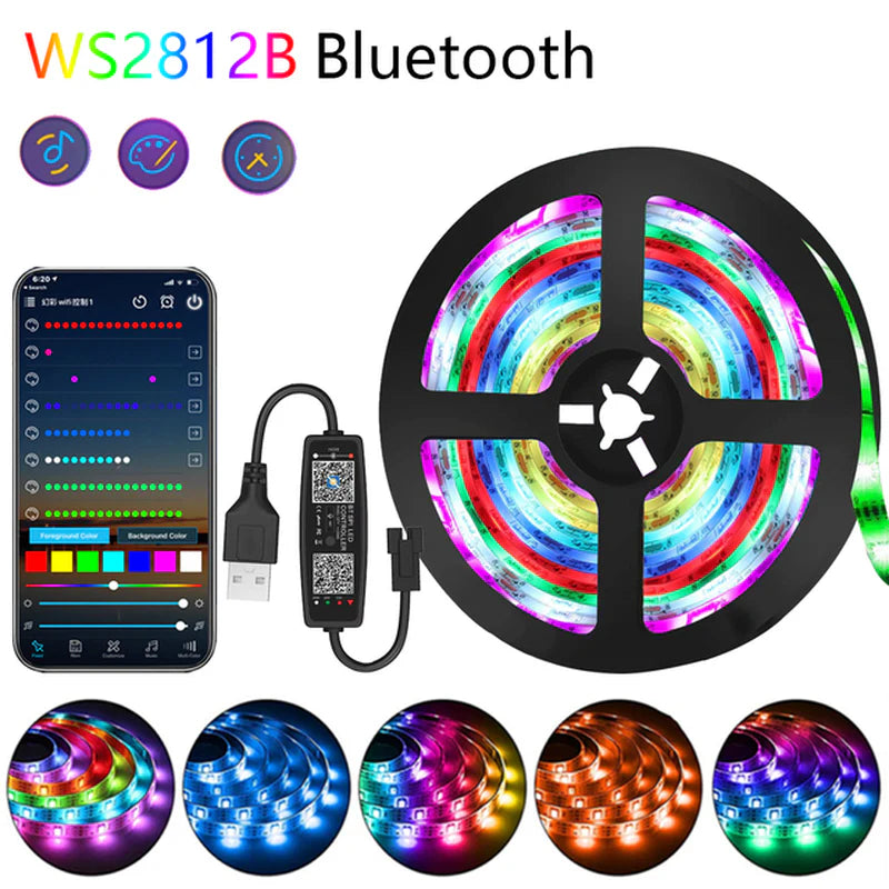 10M 20M LED Strip Lights RGB 5050/RGBIC WS2812B Infrared Bluetooth Ontroller TV Backlight Room Luces Luminous Decorate Fita Lamp