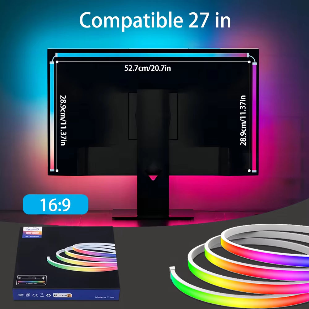 Smart RGB LED Gaming Monitor Backlight Strip - USB Sync Light Bar for Enhanced Gaming and Bedroom Decor